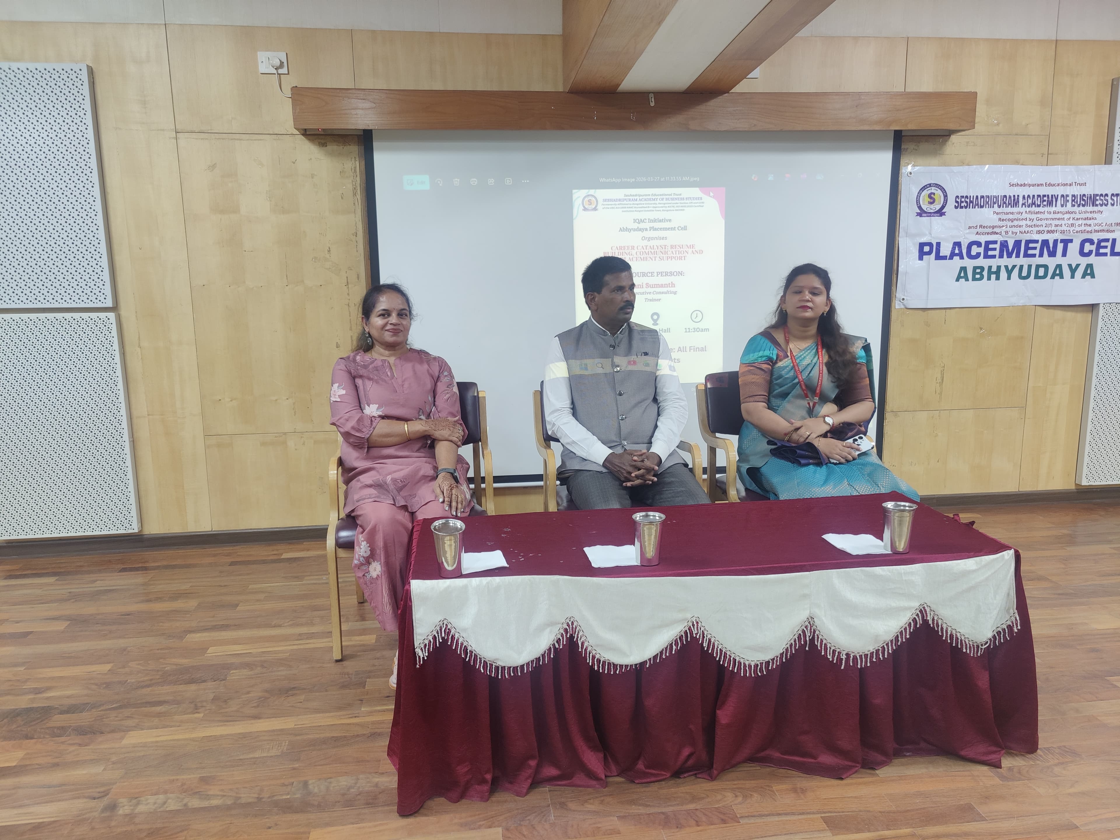 Panel session at an institutional event focused on careers and communication.